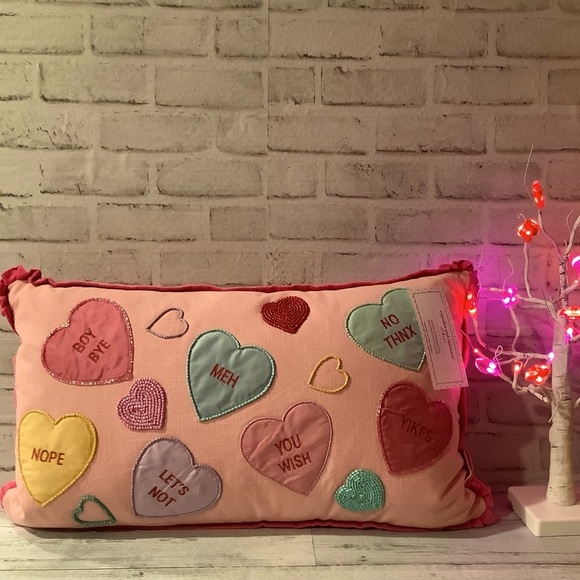 CUPCAKES & CASHMERE 14x24 Beaded Candy Hearts Pillow - Picture 2 of 9